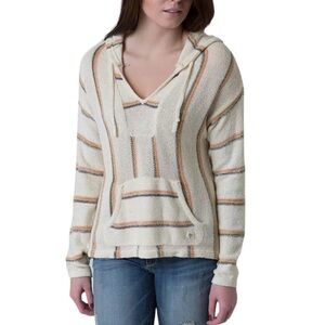 Billabong Women’s Striped Bonfire Beach Sweatshirt Size S Hooded Sweater